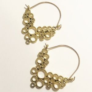 Geo Round Hollow bubble Silver Drop earrings chic
